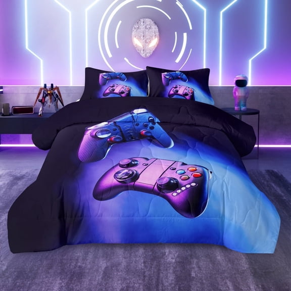 Sleepwish Gaming Comforter Set for Boys, 3-Piece Joystick Kids Bedding Sets Queen Size