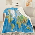 thumbnail image 1 of Sleepwish Map Sherpa Throw Blanket for Couch 3D Print Map of The World Fleece Blanket, 60x80", 1 of 7
