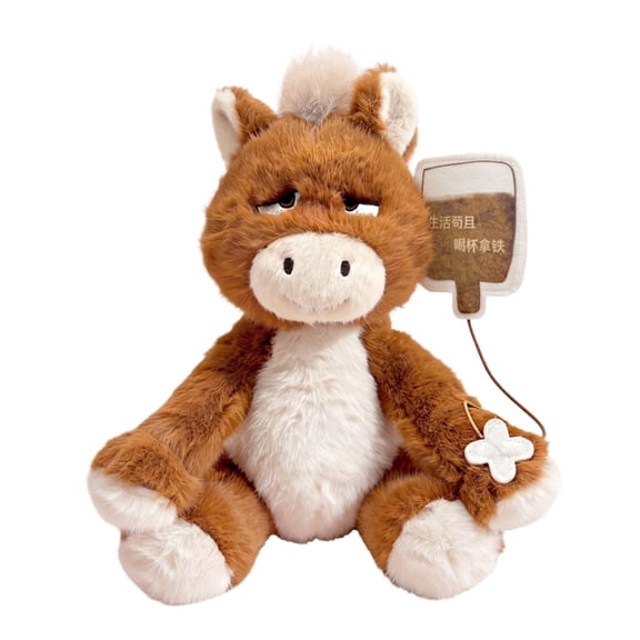 Sleepy Barista Pals Plush Toy Set, Cute Sloth and Cow Stuffed Animal Holding Coffee for Office Decor and Caffeine Lovers, Soft Cuddle Friend 11.81-inch