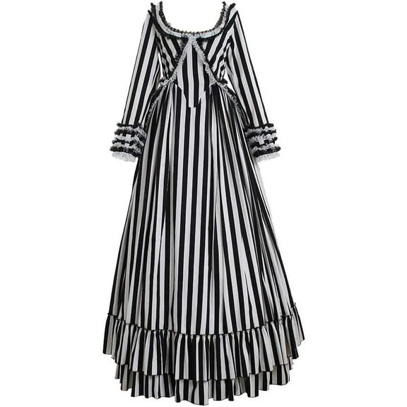 Sleepy Black and White Striped Dress Hollow Katrina Van Tassel Dress