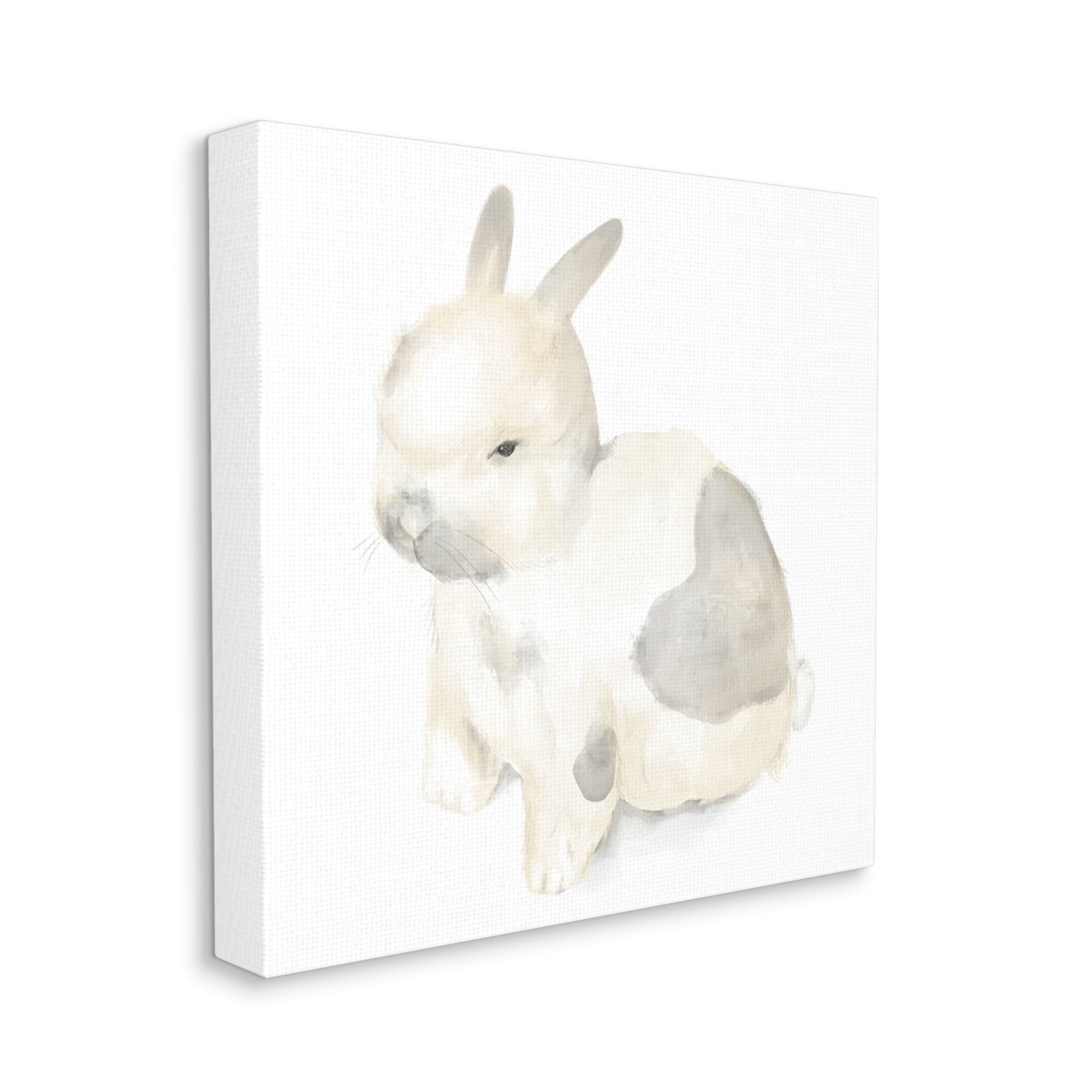 Sleepy Bunny Illustration Nursery Style Animal Animals & Insects Gallery-Wrapped Canvas Print Wall Art, 17x17
