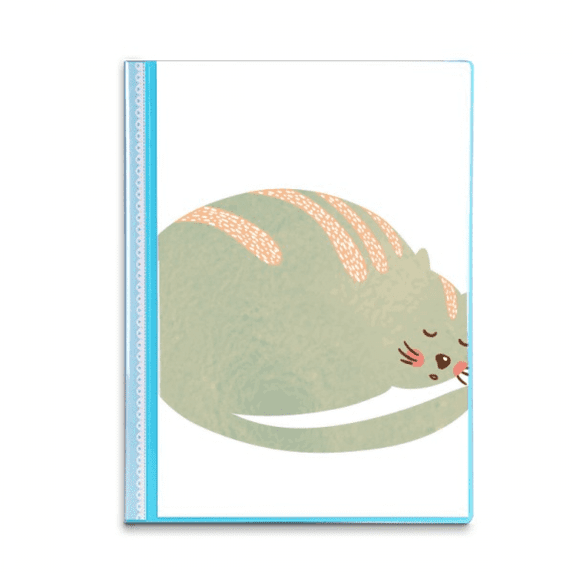 Sleepy Cat Animal Pet Watercolor Book Sheet Protectors Portfolio Binder Folder