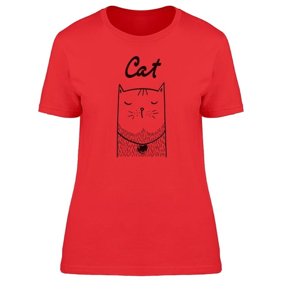 Sleepy Cat Heart Necklace T-Shirt Women -Image by Shutterstock, Female x-Large