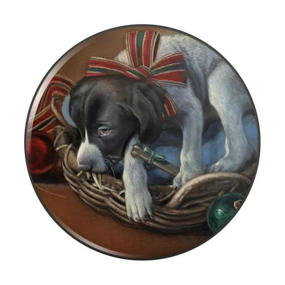 Sleepy Christmas Holiday Puppy Dog Kitchen Refrigerator Locker Button Magnet