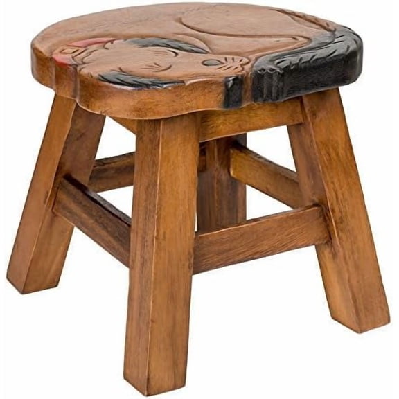 Sleepy Dog Design Hand Carved Acacia Hardwood Decorative Short Stool$$Home Decor, Kitchen, & Other