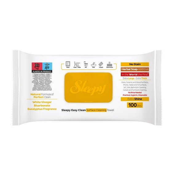 Sleepy Easy Clean Surface Cleaning Towel with Herbal Soap Additive – Extra Shine - 3pk/100ct