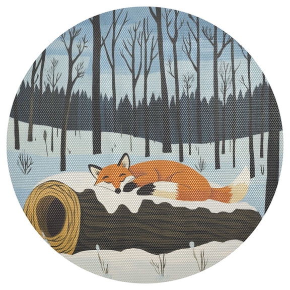 Sleepy Fox 15.4in Diameter PVC Plate Mat, Heat-Resistant and Cuttable, Kitchen Decor