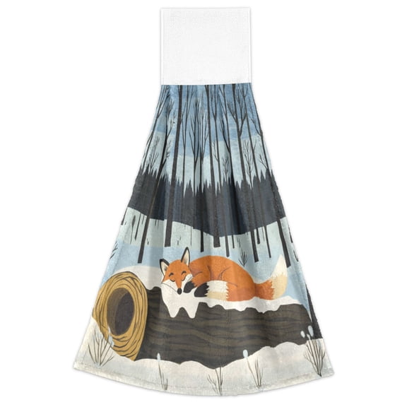 Sleepy Fox 2 Pack 14''x18'' Hand Towels Soft Coral Fleece Quick Dry Hook and Loop for Kitchen Bathroom