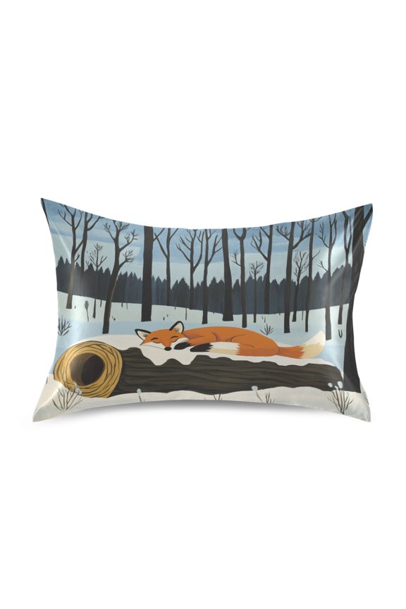 Sleepy Fox Queen Size Pillowcase Silky Smooth Finish Anti Wrinkle Design Easy Envelope Closure 20x30in