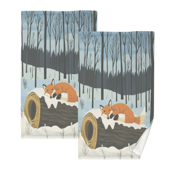Sleepy Fox Set of 2 Pure Cotton Towels, 16'' x 28'', Highly Absorbent and Soft