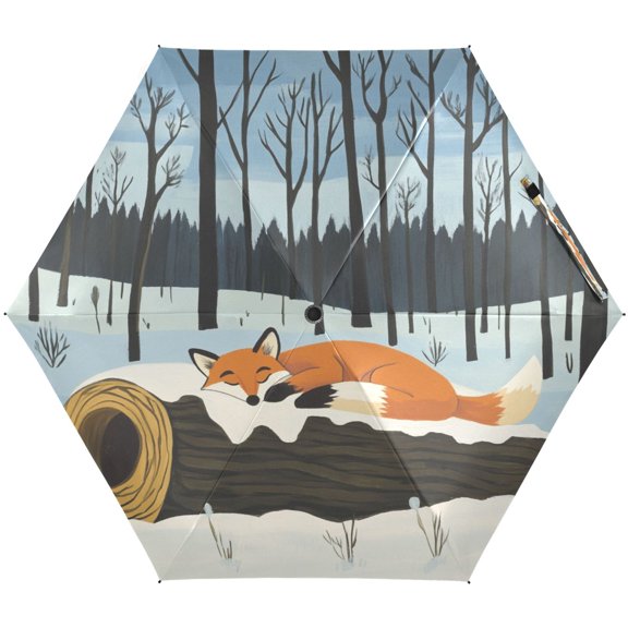 Sleepy Fox Umbrellas for Sun Auto Open Close UV50+ Waterproof 5-Fold Compact Fiberglass Frame