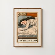 Sleepy Head Tarot Dear Bed Bedroom Bed Feminist Sleeping Portrait Decor Unframed Paper Print