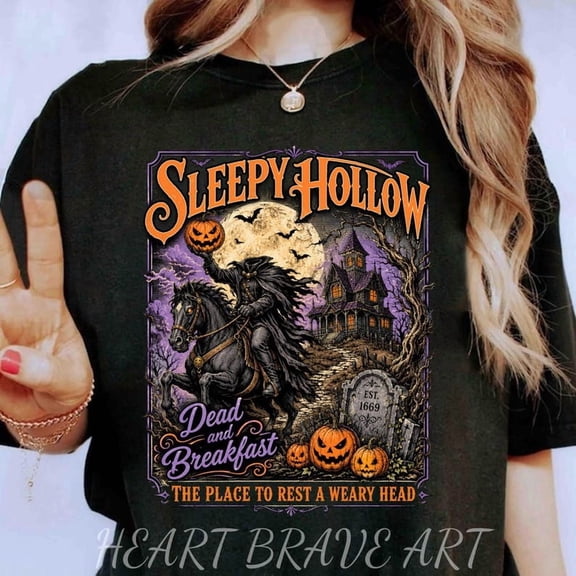 Sleepy Hollow Halloween, Gothic Pumpkin Graveyard, Retro Horror Headless Horseman, Sleepy Hollow Spooky Ichabod Crane Shirt