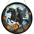 thumbnail image 1 of Sleepy Hollow Stained Glass Cat Sun Catcher, Wall Hanging Colored Decor Room Indoor Window Decor, Halloween, Christmas Hanging Ornament, 1 of 6