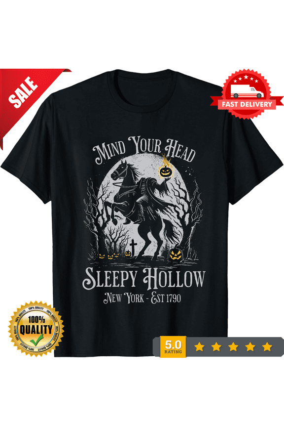 Sleepy Hollow Vintage Headless Horseman Halloween Pumpkin T-Shirt, LIMITED EDITION-TH63028