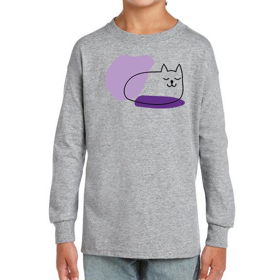 Sleepy Kitten Lineart  Long Sleeve Toddler -Image by Shutterstock,  5 Toddler
