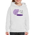 thumbnail image 1 of Sleepy Kitten Very Peri Lineart Hoodie Juniors -Image by Shutterstock,  Large, 1 of 4