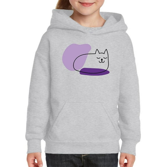 Sleepy Kitten Very Peri Lineart Hoodie Juniors -Image by Shutterstock, Large