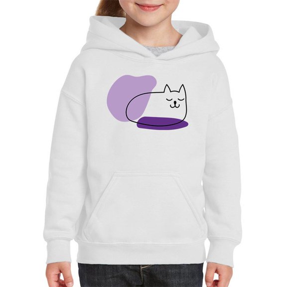 Sleepy Kitten Very Peri Lineart Hoodie Juniors -Image by Shutterstock,  Small