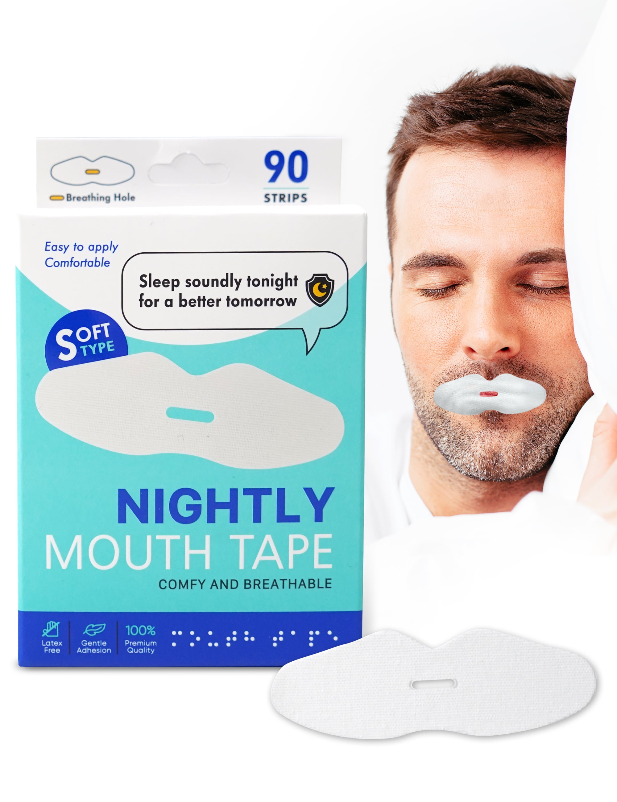 Sleepy Koala Nightly Snoring Tape for Sleeping 90PCS | Cotton Sleep Tape for Slumber Breathing Strips to Keep Mouth Closed While Sleeping | Sleep Apnea Night Lip Mask for Snoring Solution