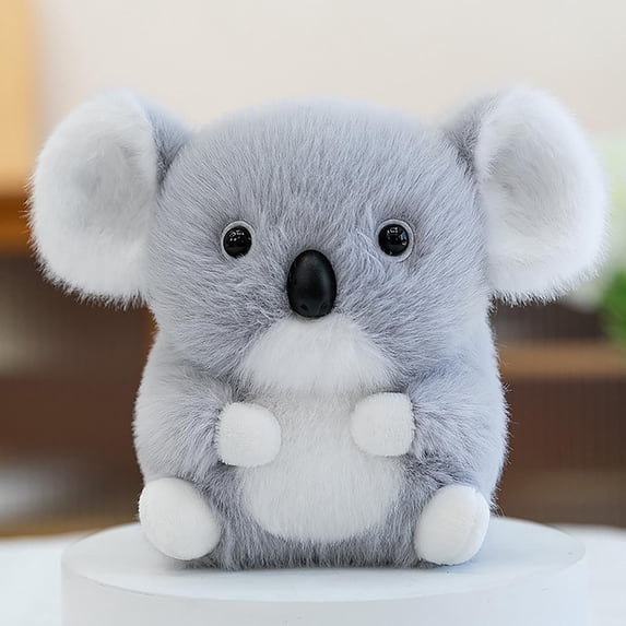 Sleepy Koala Plush Toy, Soft Fuzzy Stuffed Animal with Big Ears, Cuddly Marsupial Figurine for Desk Decor and Gift Giving