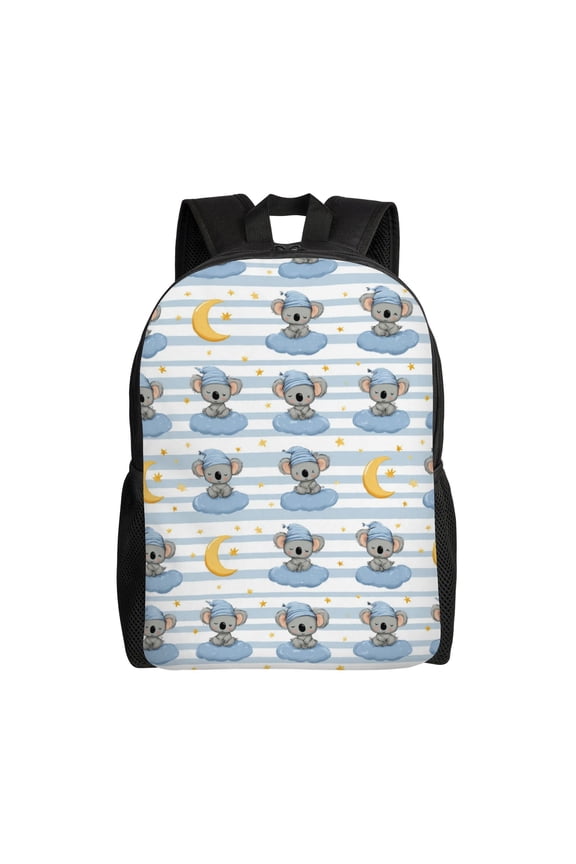 Sleepy Koalas on Clouds Backpack with 15 Inch Laptop Compartment,Water-Resistant Daypack, Large Capacity Backpack with Adjustable Breathable Shoulder Straps for Daily Use Travel Gym
