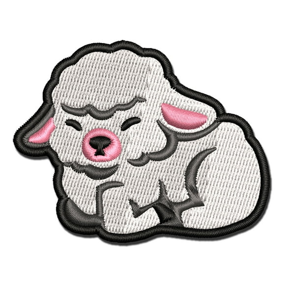 Sleepy Lamb Sheep Baby Applique Multi-Color Embroidered Iron-On Patch - 2.0 Inch Mini