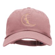 Sleepy Moon Outline Embroidered Unstructured Cotton Twill Cap - Lt Pink OSFM