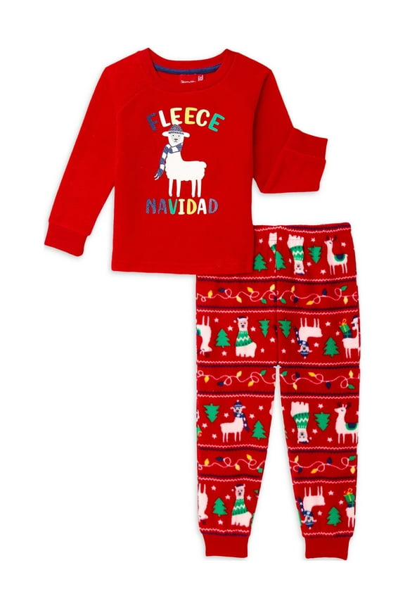 Toddler Boys and Girls Unisex Navidad Holiday Matching Family Christmas Pajamas Sleepwear Set, 2-Piece, Sizes XS-XL