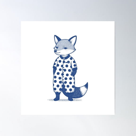 Sleepy Polka Dot Fox Poster Wall Art, Modern Wall Decor For Living Room Bedroom, 16X16 UNFRAMED