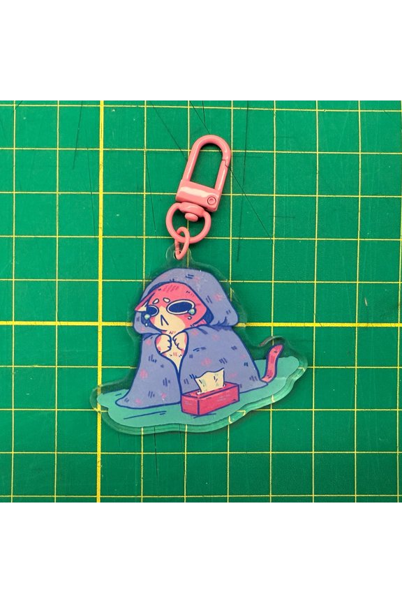 Sleepy Sad Cat Acrylic Keychains, bag charms, meme cat, kawaii, cute, cat-finatted, caffeine lover (1 keychain)