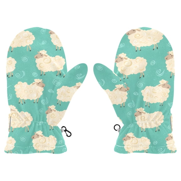Sleepy Sheep Pattern Cold Weather Mittens Cozy Gloves with Adjustable Fit Perfect for Outdoor Fun