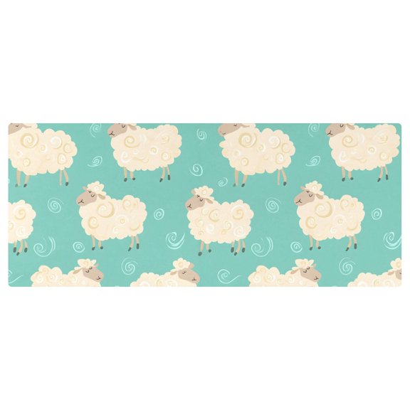 Sleepy Sheep Pattern Stretch Fitted Tablecloth 2.5x6ft Elastic Wrinkle Resistant Cover