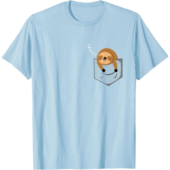 Sleepy Sloth in Fake Pocket Graphic Unisex T-Shirt for Men Women Kids Toddler