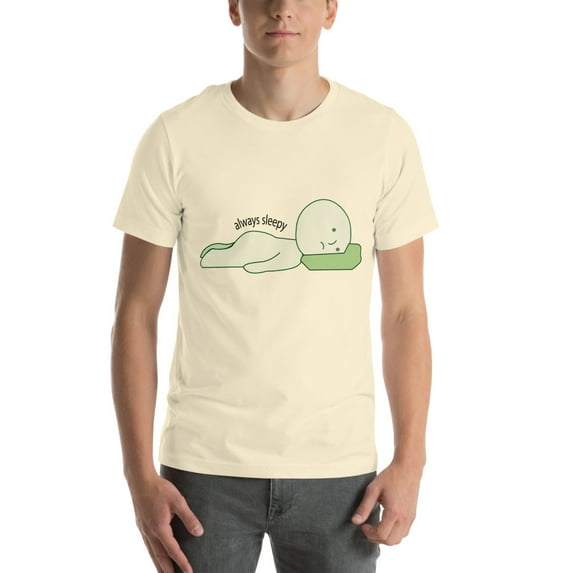 Sleepy Smiski T-Shirt | Cute Kawaii Sleeping Smiski Tee, Cozy Nap Lover Gift (Natural, S)