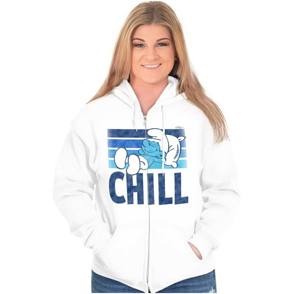 Sleepy Smurf 80s Cartoon Chillin Out Zip Up Hoodie Men's Women's Brisco Brands L
