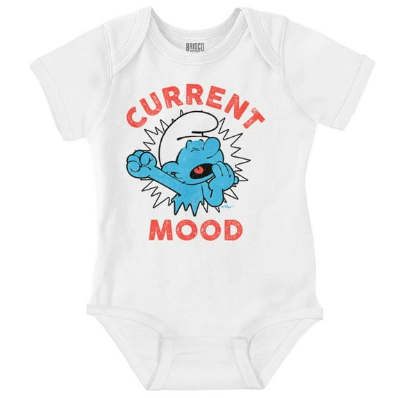 Sleepy Smurf Current Mood Tired Lazy Romper Boys or Girls Infant Baby Brisco Brands 18M