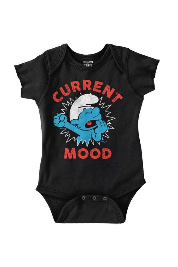 Sleepy Smurf Current Mood Tired Lazy Romper Boys or Girls Infant Baby Brisco Brands 6M
