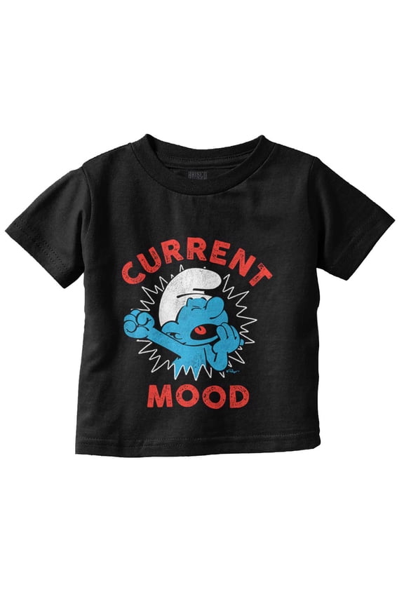 Sleepy Smurf Current Mood Tired Lazy Toddler Boy Girl T Shirt Infant Toddler Brisco Brands 3T
