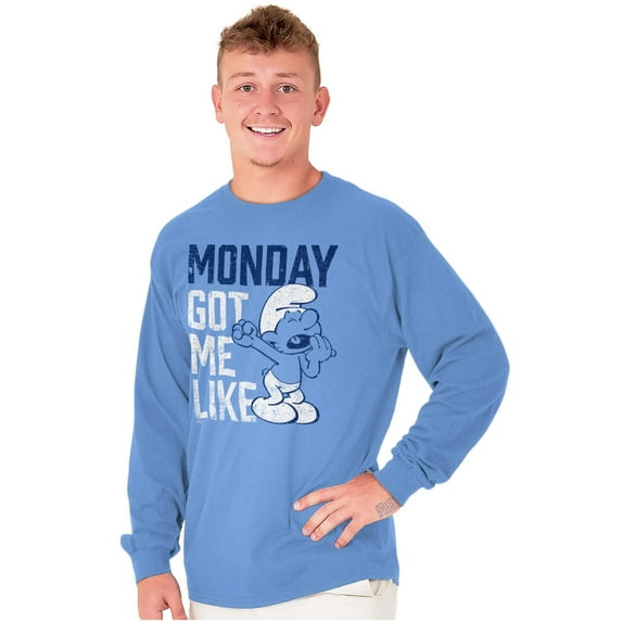 Sleepy Smurf Monday Got Me Like Funny Long Sleeve TShirt Men Women Brisco Brands X