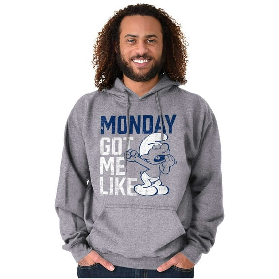 Sleepy Smurf Monday Got Me Like Funny Unisex Plus Size Hoodie Brisco Brands 4X