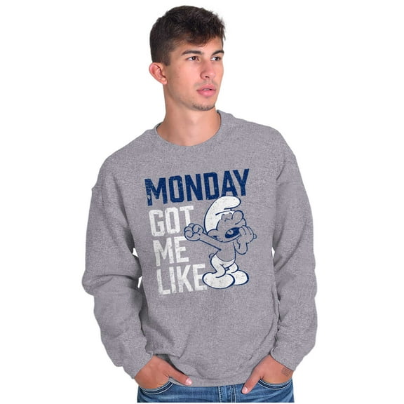 Sleepy Smurf Monday Got Me Like Funny Unisex Plus Size Sweatshirt Brisco Brands 2X