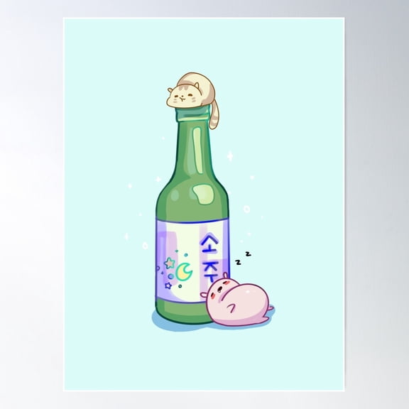 Sleepy Soju Poster Wall Art, Modern Wall Decor For Living Room Bedroom, 8x12 UNFRAMED