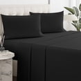 thumbnail image 1 of Sleepy Town Bed Sheets Set, Soft & Wrinkle Free Microfiber 4 Piece King Sheet Set Deep Pocket, Black, 1 of 5