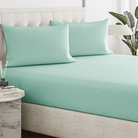 Sleepy Town Sheets Set, Soft & Wrinkle Free Microfiber 3 Piece Full Sheet Set Deep Pocket, Spa Blue