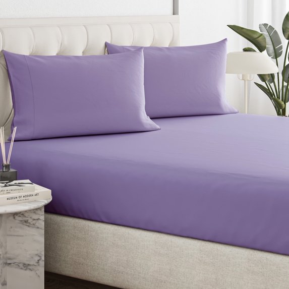 Sleepy Town Sheets Set, Soft & Wrinkle Free Microfiber 3 Piece Queen Sheet Set Deep Pocket, Lavender