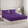 thumbnail image 1 of Sleepy Town Sheets Set, Soft & Wrinkle Free Microfiber 4 Piece Split King Sheet Set, Purple, 1 of 5