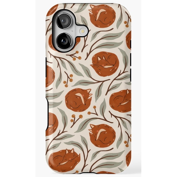 Sleepy Woodland Foxes Forest Animal Art Phone Case for iPhone 11 12 13 14 15 16 17 Pro Max