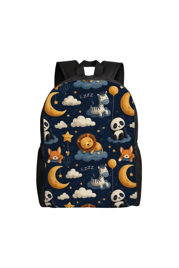Sleepy animals pattern Backpack with 15 Inch Laptop Compartment,Water-Resistant Daypack, Large Capacity Backpack with Adjustable Breathable Shoulder Straps for Daily Use Travel Gym
