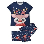 Sleepyheads Family Matching Pajamas Deer Christmas Plaid Printed Loungewear Christmas Family Matching Pajamas Short Sleeve Home Sleepwear
